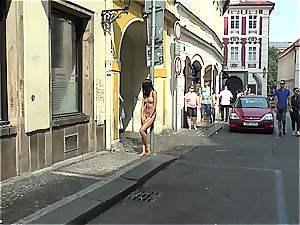 youthful bombshell female Dee on Czech streets totally naked